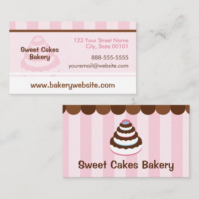Tarjeta De Visita Tienda de pasteles de panadería personalizado - Ra (Anverso / Reverso)