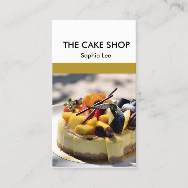 Tarjeta De Visita Tienda de pasteles marrón y blanco (Anverso)