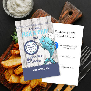 Tarjeta De Visita Tienda de pescado frito de dibujos animados Chip S