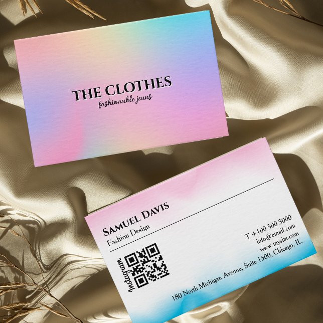 Tarjeta De Visita Tienda de ropa Gradiente holográfico feminista (Clothing Store Holographic Gradient Feminine Business Card)