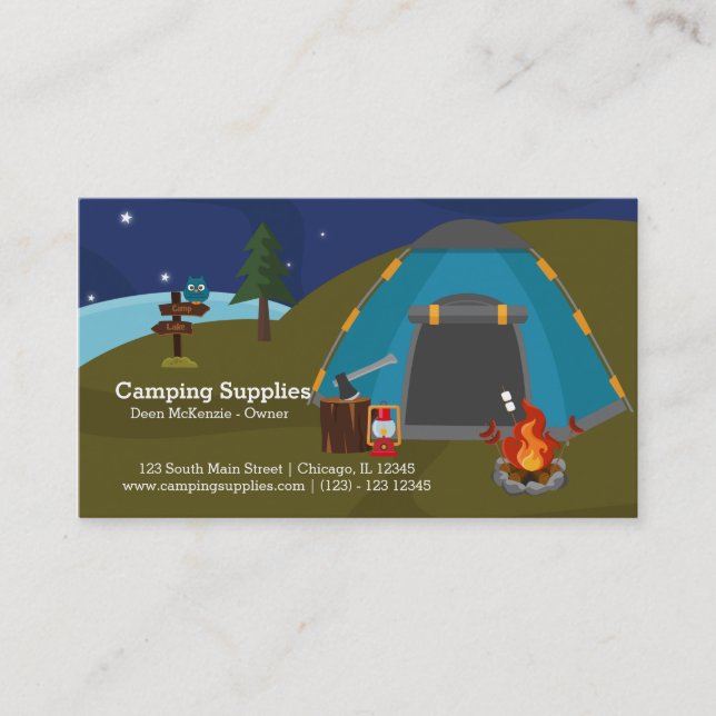Tarjeta De Visita Tienda de suministro de camping (Anverso)