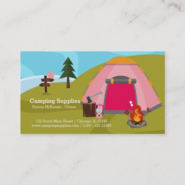 Tarjeta De Visita Tienda de suministro de camping (Anverso)