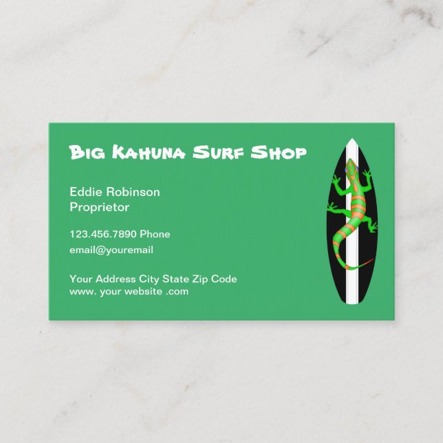 Tarjeta De Visita Tienda de Surf al estilo hawaiano (Anverso)