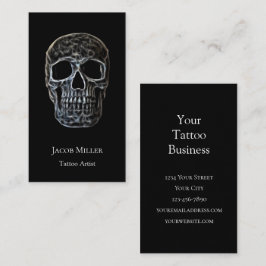Tarjeta De Visita Tienda De Tatuajes Blancos Y Negros Con Calor