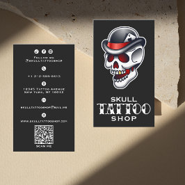 Tarjeta De Visita Tienda de tatuajes de cráneo de vintage