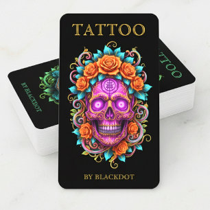 Tarjeta De Visita Tienda de Tatuajes Profesional Tatuador de Cráneo 