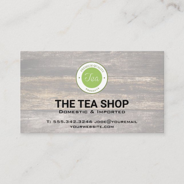 Tarjeta De Visita Tienda de té | Paneles de madera (Anverso)