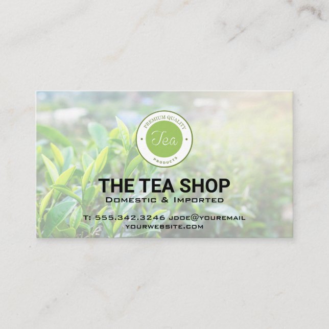 Tarjeta De Visita Tienda de té | Plantas de té (Anverso)