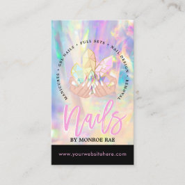 Tarjeta De Visita Tienda de uñas Nail Tech Crystal Holographic