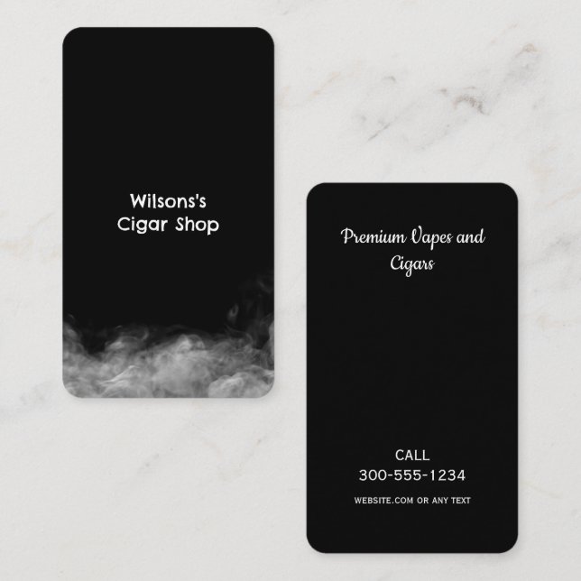 Tarjeta De Visita Tienda de Vaporizadores Fuma Negro (Anverso / Reverso)