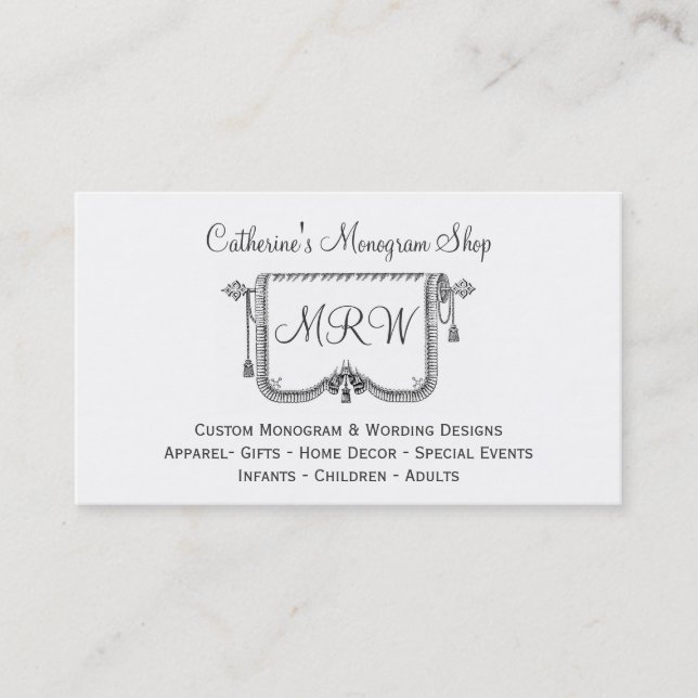 Tarjeta De Visita Tienda del diseño del monograma del marco de (Anverso)