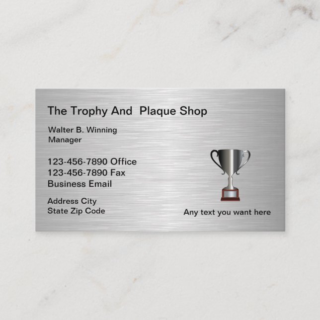 Tarjeta De Visita Tienda del trofeo y de la placa (Anverso)