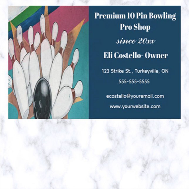 Tarjeta De Visita Tienda editable Bowling Pro (Subido por el creador)