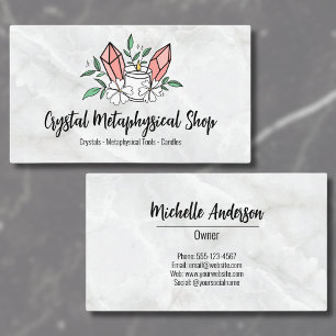 Tarjeta De Visita Tienda Metafísica de Velas Cristal Flores