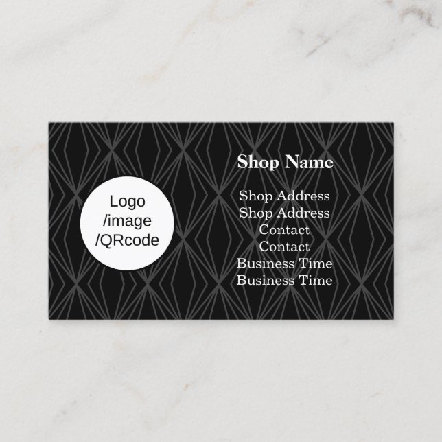 Tarjeta De Visita Tienda moderna de geometría negra (Anverso)