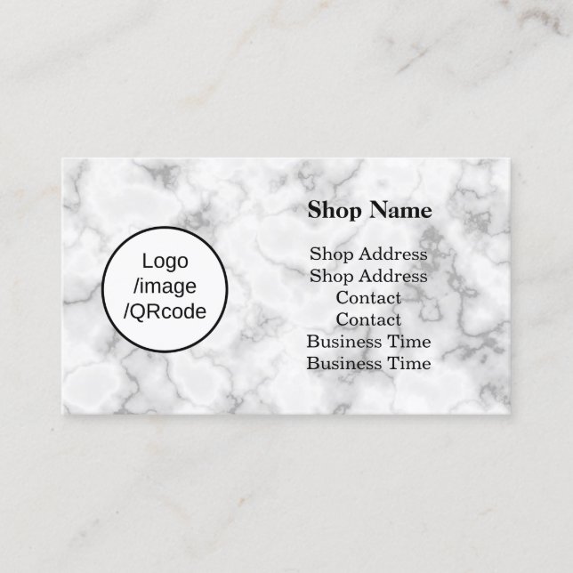 Tarjeta De Visita Tienda moderna de mármol (Anverso)