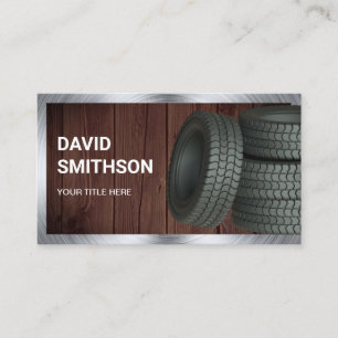 Tarjeta De Visita Tienda Rustic Wood Wheel Alignment Car