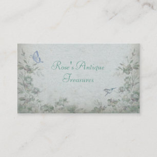 Tarjeta De Visita Tienda Vintage Floral Blue Antiguo