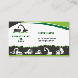 Tarjeta De Visita Tierra que se mueve, excavador, ajardinando
