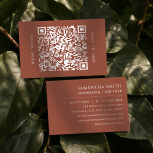 Tarjeta De Visita Tierra Terracota Minimal QR Código Profesional