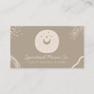 Tarjeta De Visita Tierra Tono Marrón Claro Luna Estrellas Espiritual