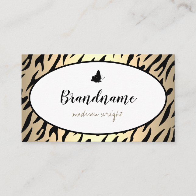 Tarjeta De Visita Tigre de gradiente dorado Bonito de impresión míni (Anverso)