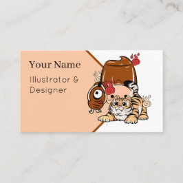 Tarjeta De Visita Tigre Kawaii, Bakezori Yokai y Purin Pudín