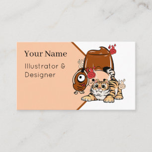 Tarjeta De Visita Tigre Kawaii, Bakezori Yokai y Purin Pudín