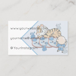Tarjeta De Visita Tigre Kawaii y Yokai del Espejo Ungaikyo