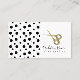 Tarjeta De Visita Tijera de belleza de salón oro falso