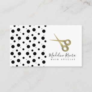 Tarjeta De Visita Tijera de belleza de salón oro falso