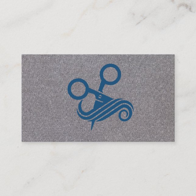Tarjeta De Visita Tijeras azules | Fondo de textura gris (Anverso)