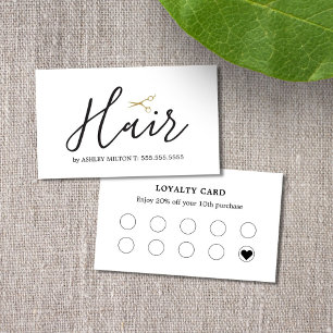 Tarjeta De Visita Tijeras blancas limpias y elegantes para estilista