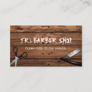 Tarjeta De Visita Tijeras de barbería rústicas y Razor