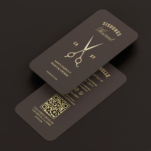 Tarjeta De Visita Tijeras de barbero de espresso para barbería elega
