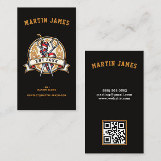 Tarjeta De Visita Tijeras de Barbero Vintage Logo Crest Estilista de