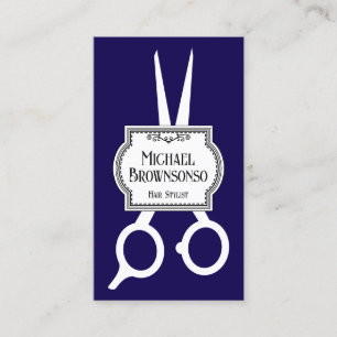 Tarjeta De Visita Tijeras de barbero Vintage Stylist azul marino