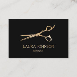 Tarjeta De Visita Tijeras de brillo de oro estilista de pelo