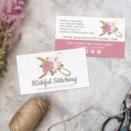 Tarjeta De Visita Tijeras de coser de oro Shabby Floral Social Media