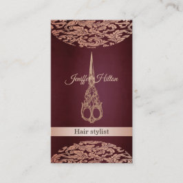 Tarjeta De Visita tijeras de damasco de lujo de moda elegante vintag