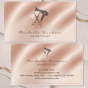 Tarjeta De Visita Tijeras de estilista de cabello con brillo de oro