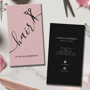 Tarjeta De Visita Tijeras de estilista de cabello de guión rosa rubo