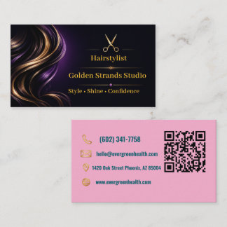 Tarjeta De Visita Tijeras de Estilista de Pelo de Oro Elegante Negoc