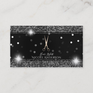 Tarjeta De Visita Tijeras de Estilista del Salón Rose Gold Purpurina
