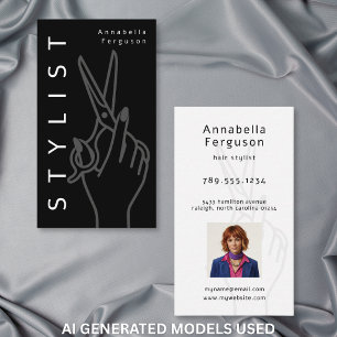 Tarjeta De Visita Tijeras de estilista modernas Foto minimalista en