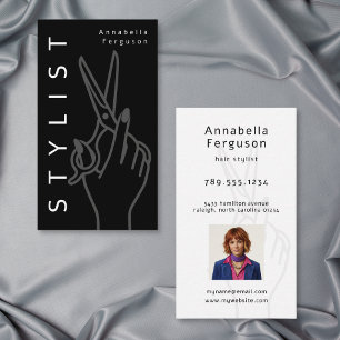 Tarjeta De Visita Tijeras de estilista modernas Foto minimalista en 