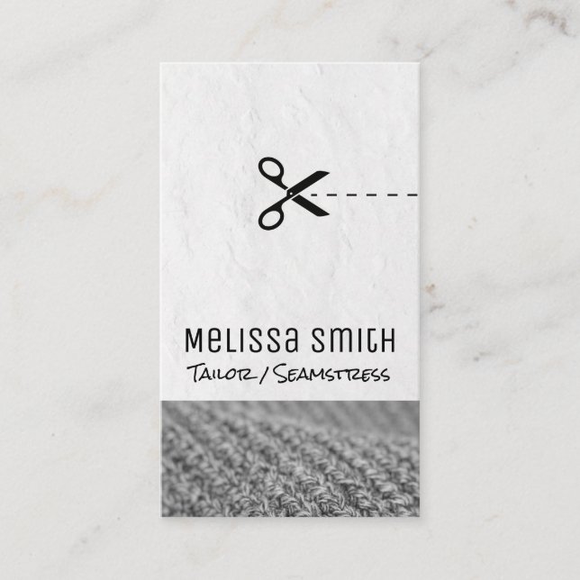 Tarjeta De Visita Tijeras de línea de corte | Seamstress | Sastre (Anverso)
