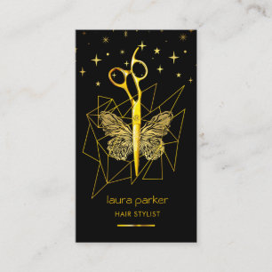 Tarjeta De Visita Tijeras de mariposa de oro Peluquería de salón