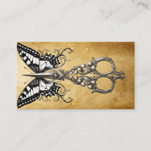 Tarjeta De Visita Tijeras de mariposa para peluquero vintage