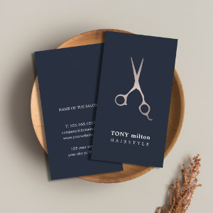 Tarjeta De Visita Tijeras de metal falso azul oscuro mínimas cabello